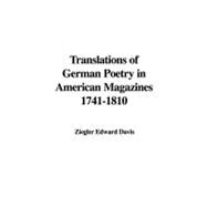 Translations of German Poetry in American Magazines 1741-1810