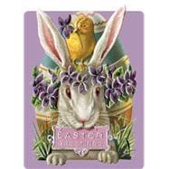 Easter Rabbit With Purple Flowers Easter Greeting Card