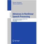 Advances in Nonlinear Speech Processing: 6th International Conference, Nolisp 2013, Mons, Belgium, June 19-21, 2013, Proceedings