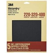 3M Wetordry Sandpaper, 9 in. x 11 in., Assorted Grits, 5 Sheets/Pack (B001449TPS) (No Returns Allowed)