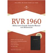 RVR 1960 Biblia Letra Grande Tamaño Manual, negro piel fabricada con índice y cierre