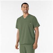 W123 Men's V-Neck Scrub Top w/ Radford University Respiratory Therapy Embroidery