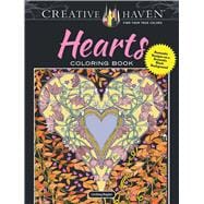 Creative Haven Hearts Coloring Book Romantic Designs on a Dramatic Black Background