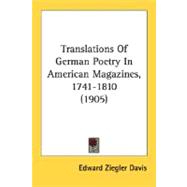 Translations Of German Poetry In American Magazines, 1741-1810