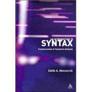 An Introduction to Syntax Fundamentals of Syntactic Analysis