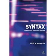 An Introduction to Syntax Fundamentals of Syntactic Analysis