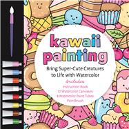 Kawaii Painting Bring Super-Cute Creatures to Life With Watercolor - Includes Instruction Book, 10 Watercolor Canvases, 8 Watercolor Paint Tubes, Paintbrush