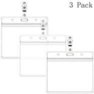 Horizontal Name Tag Holders and Metal Badge Clips with Vinyl Strap Waterproof PVC ID Card Holder (Horizontal 2.36x3.74 3PACK)  (B07TY9HFPG) (NO RETURNS ALLOWED)