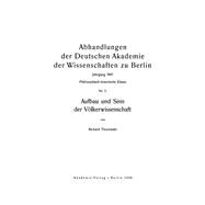 Aufbau und Sinn der Völkerwissenschaft