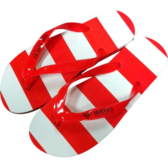 Hodges University Footwear Ladies Striped Flip Flops - Red