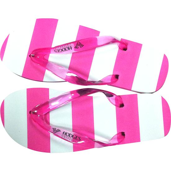 Hodges University Footwear Ladies Striped Flip Flops - Pink