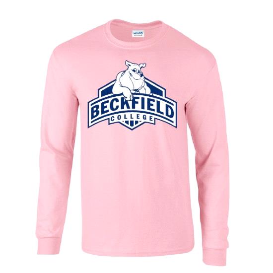 SALE - Beckfield College Arch Bulldog Long Sleeve T-shirt - Light Pink