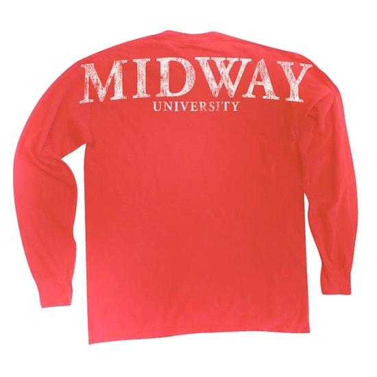 SALE - Midway Ladies Comfort Long Sleeve T-Shirt - Neon Red Orange