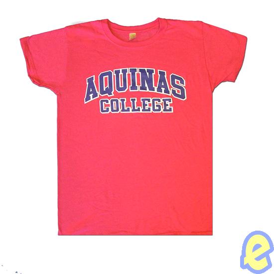 Aquinas College Arched Logo Pink T-Shirt
