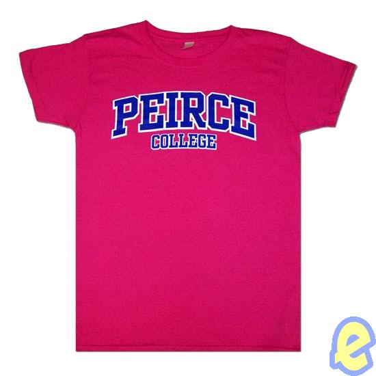 Peirce College Arched Logo Pink T-Shirt