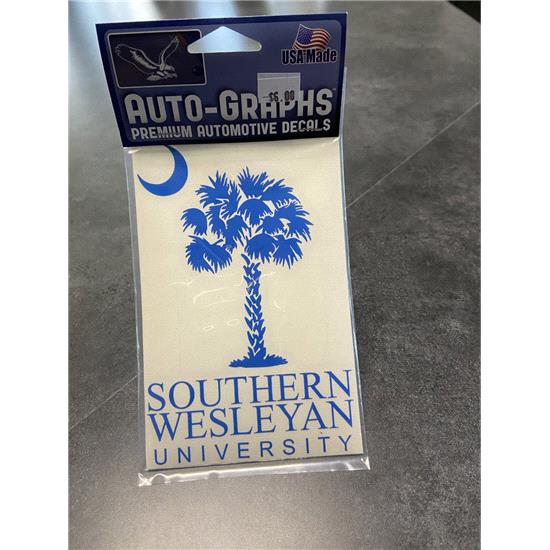 Southern Wesleyan Palmetto Tree Decal - Blue