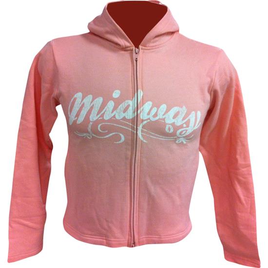Midway Ladies Light Pink Full Zip Hooded Sweatshirt