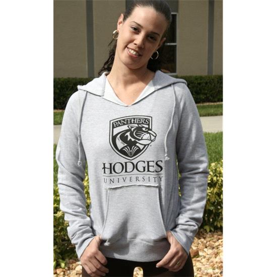 Hodges University Sweatshirt Ladies Panther V Hoodie - Heather Gray