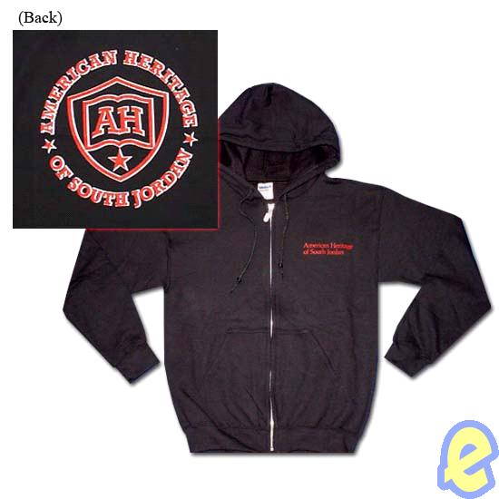 American Heritage of South Jordan Black Full-Zip Hooded Sweatshirt