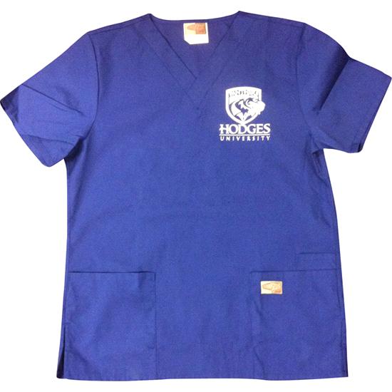 Hodges University Medical Ladies Scrub Top - Cobalt Blue