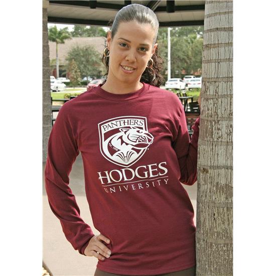 Hodges University T-Shirt Long Sleeve Tee Panther - Maroon