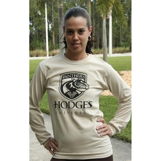 Hodges University T-Shirt Long Sleeve Tee Panther - Sand