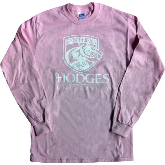 Hodges University T-Shirt Long Sleeve Tee Panther - Light Pink