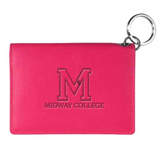Fuchsia  Leather Midway College ID Holder