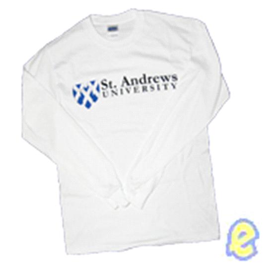 St. Andrews Full Logo Long Sleeve Tee - White