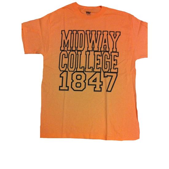 Neon Orange Midway College Retro Collegiate Tee