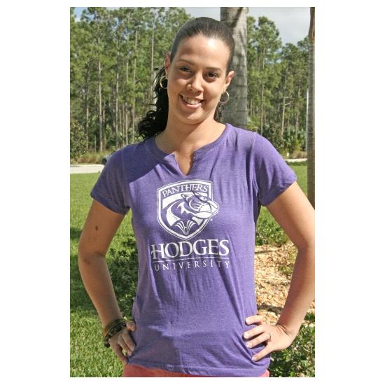 Hodges University T-Shirt Ladies Panther Notch Tee - Orchid Heather