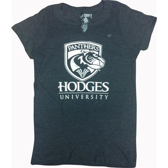 Hodges University T-Shirt Ladies Panther Notch Tee - Navy Heather