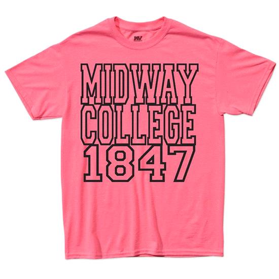 Neon Pink Midway College Retro Collegiate Tee