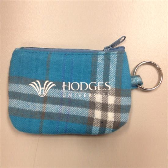 Hodges University Spirit ID Holder with Zipper - Blue Plaid